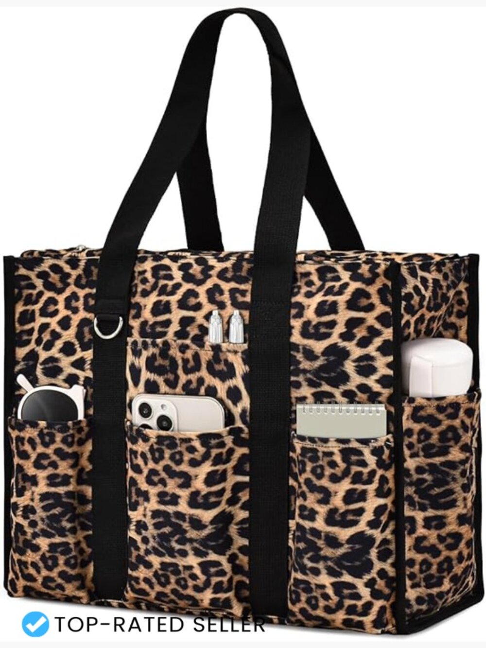Large Tote Bag Waterproof with 12 Pockets Zipper Closure Utility Work Teacher